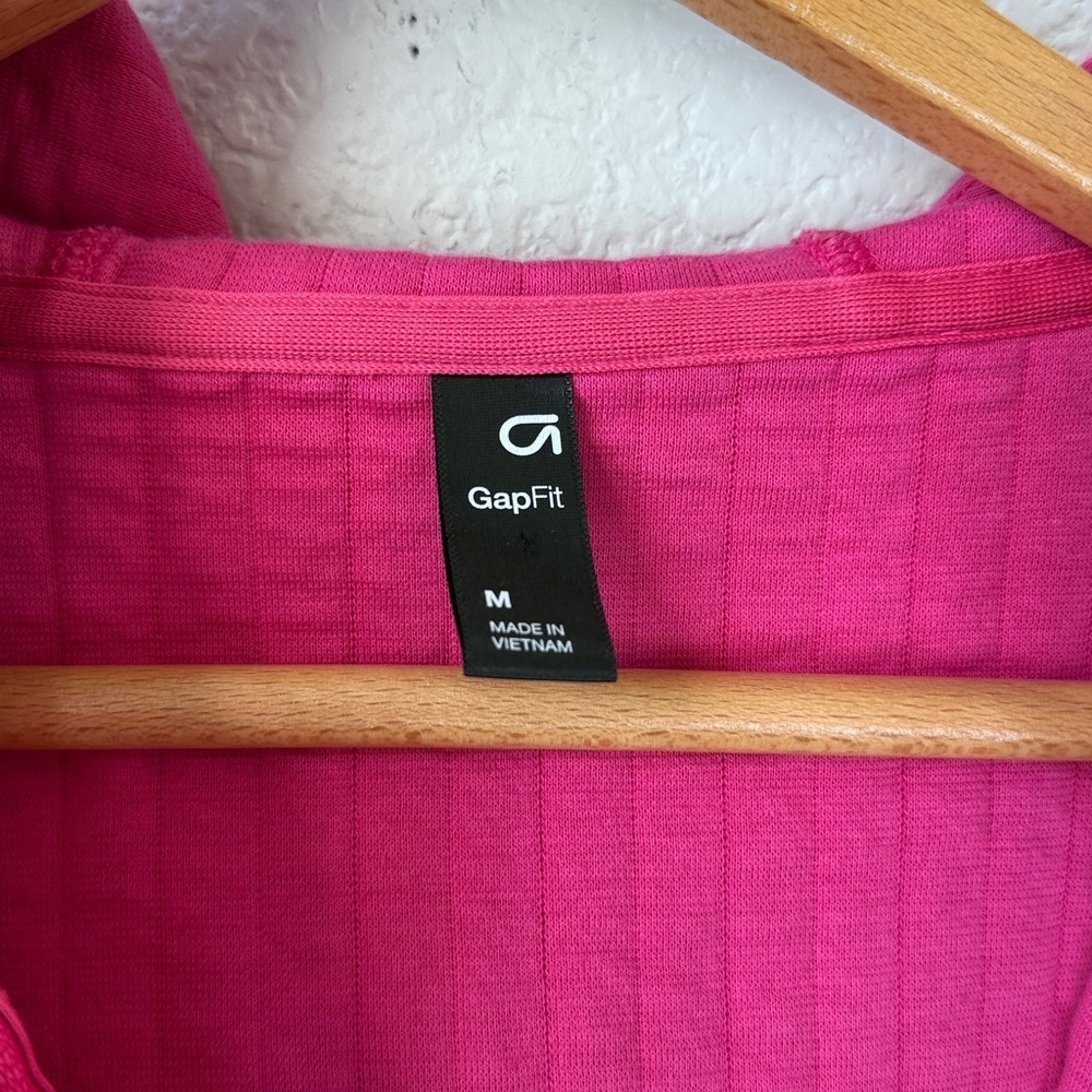 Gap Fit Jacquard Zip Up Jacket Quilted Hoodie Pink size Medium - Picture 9 of 13